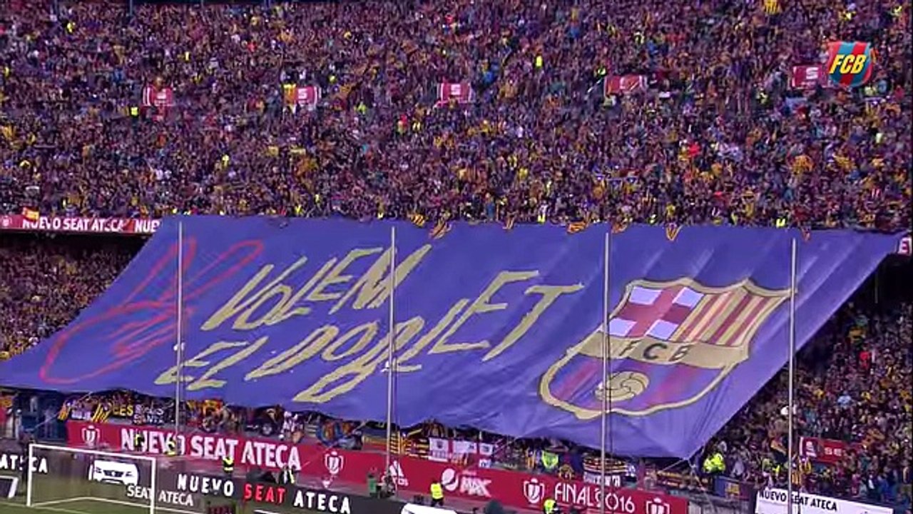FC Barcelona – Sevilla FC- Guard of honour for the league champions (Copa Final 2016) - YouTube