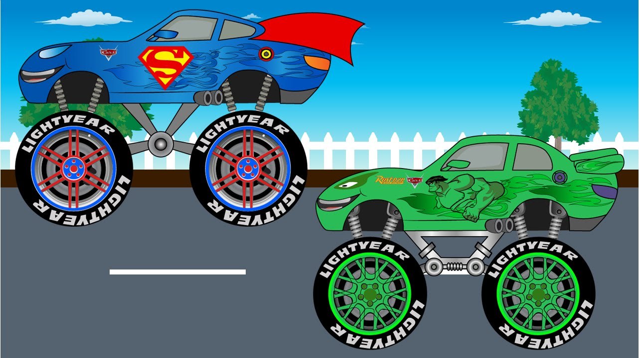 Hulk Truck Vs Superman Truck - Monster Trucks For Children - Kids Vidéo