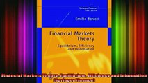 Free PDF Downlaod  Financial Markets Theory Equilibrium Efficiency and Information Springer Finance  BOOK ONLINE