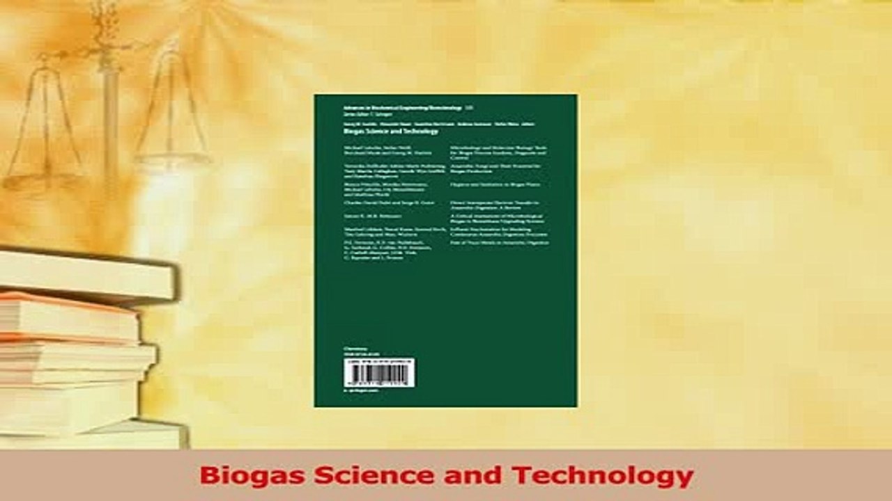 PDF  Biogas Science and Technology  EBook