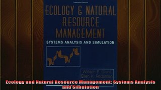 Free PDF Downlaod  Ecology and Natural Resource Management Systems Analysis and Simulation  DOWNLOAD ONLINE