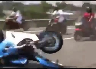 Highway Wheelie Motorcycle Cras