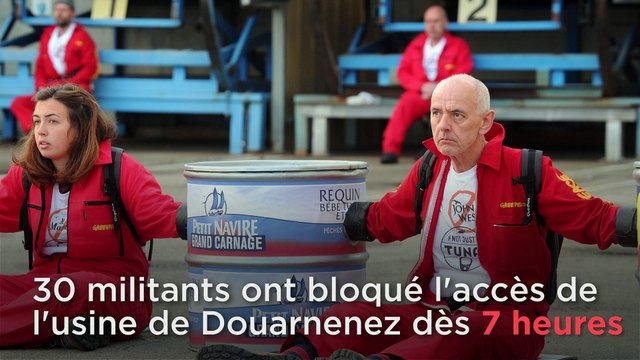 Greenpeace bloque la conserverie Petit Navire à Douarnenez