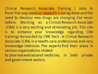 Clinical Research Associate |jobs|training