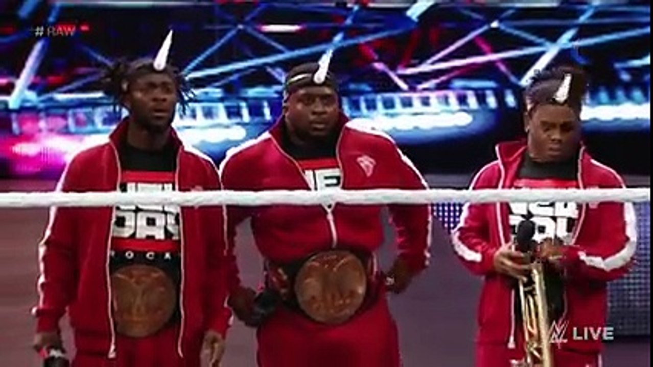 The Rock and The Usos lay the smackdown on The New Day- Raw, Jan. 25, 2016