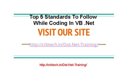 Top VB .Net Coding Standards