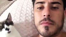 Ce félin est accro aux bisous, chaque matin il en réclame à son maître
