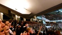 Eintracht Frankfurt fans moving stands while jumping