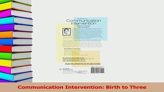 Read  Communication Intervention Birth to Three Ebook Free