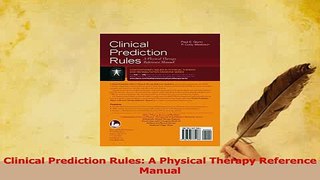 Download  Clinical Prediction Rules A Physical Therapy Reference Manual PDF Free