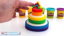 Play-Doh How to Make a Rainbow Tier Cake   Creative DIY for Kids   RainbowLearning