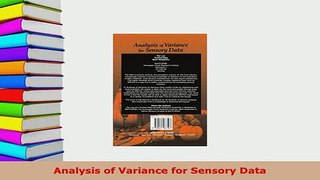 PDF  Analysis of Variance for Sensory Data PDF Book Free