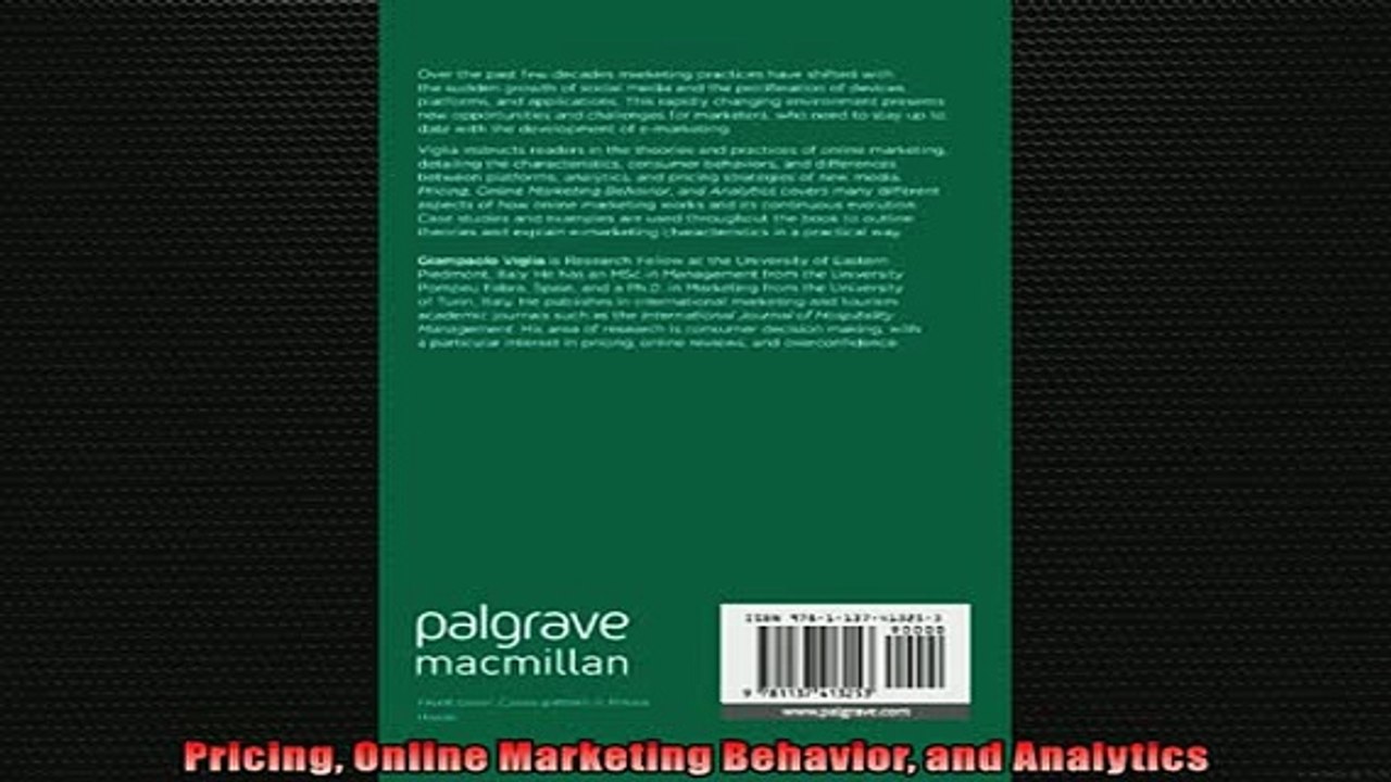 READ book  Pricing Online Marketing Behavior and Analytics  FREE BOOOK ONLINE