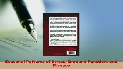 Download  Seasonal Patterns of Stress Immune Function and Disease  EBook