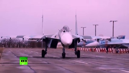 Истребители Су-27 в ПОЛНОЙ БОЕГОТОВНОСТИ в Крыму! Новости России Сирии сегодня 13.02.2016