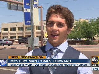 Mystery man comes forward after saving man trapped inside burning car