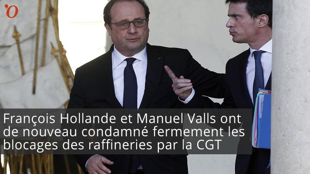 Blocages : Hollande et Valls dénoncent la stratégie d'une «minorité»