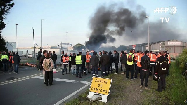 Loi travail: le port de Saint-Nazaire bloqué mardi matin
