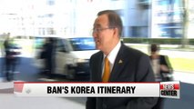 UN Chief Ban Ki-moon's itinerary during his visit to Korea