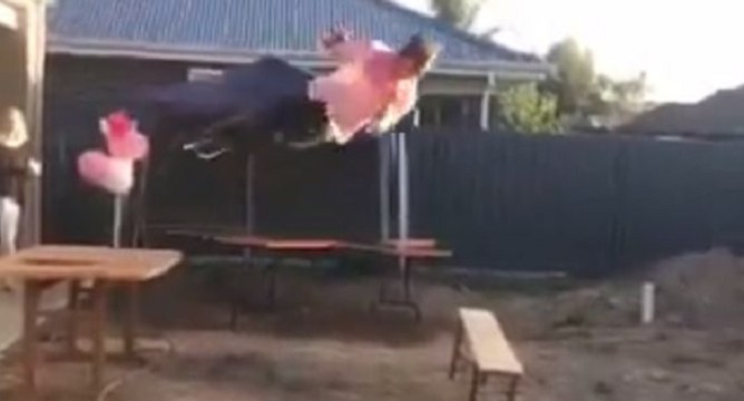 Un abruti fait une prise de catch sur un banc