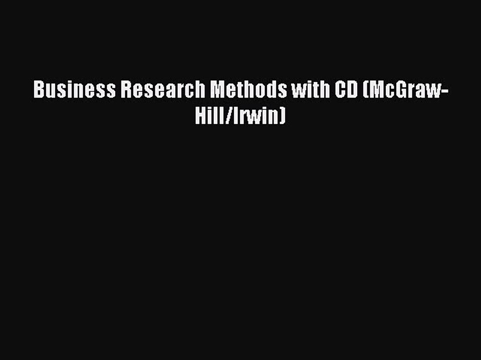 Download Business Research Methods with CD (McGraw-Hill/Irwin) PDF Free
