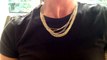 15 strand Stoneless open link chain necklace in Two Tone gold  N755