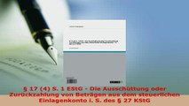 PDF   17 4 S 1 EStG  Die Ausschüttung oder Zurückzahlung von Beträgen aus dem steuerlichen  EBook