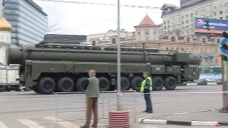 Parade rehearsal in Moscow, military vehicles on the streets of Moscow 28 04 2015