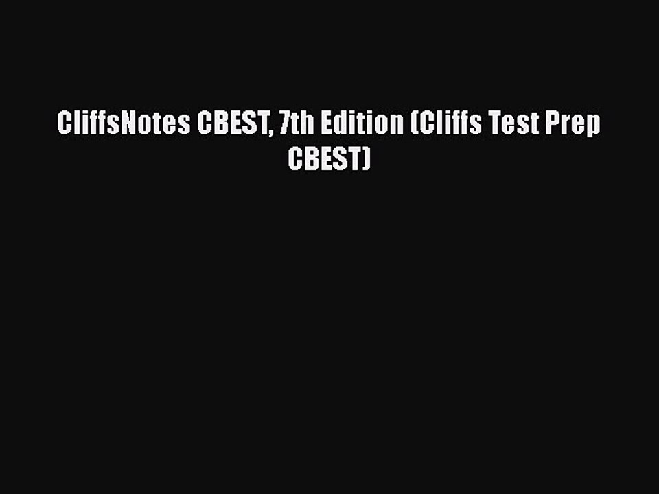Download CliffsNotes CBEST 7th Edition (Cliffs Test Prep CBEST) Free Books