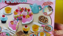 Toy birthday fruit cake cupcakes cookies tea party playset velcro cutting food