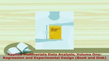 Read  Applied Multivariate Data Analysis Volume One Regression and Experimental Design Book Ebook Free