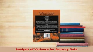 Download  Analysis of Variance for Sensory Data PDF Free