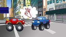 Tractor Pavlik in Cartoons for children. Monster Trucks Race. Excavator - Construction Vehicles