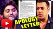 Arijit Singh PUBLICLY APOLOGIZES To Salman Khan - READ FULL LETTER