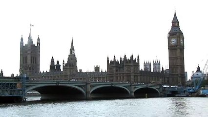 Stock Footage - Westminster Bridge, Big Ben, Parliament, Thames River in London England