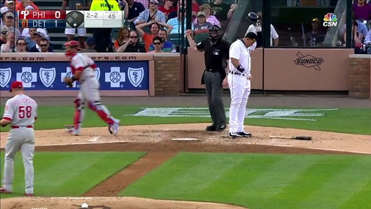 Miguel Cabrera is on quite the run right now, but Jeremy Hellickson got him to take a rip at a strike three that fell harmlessly in the dirt far from Cabrera’s flailing bat. He is a fun dude who knows when to give respect when