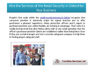 Hire the Services of the Retail Security in Oxford for Your Business