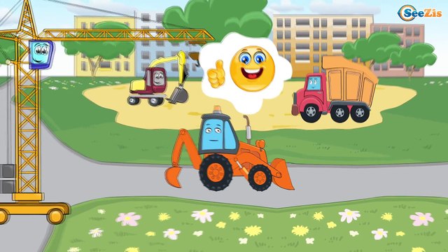 ✔ Dessin animé voiture. Bulldozer, Grue, Pelleteuse. Voiture pour enfants. Tiki Taki Camions ✔