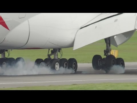 Close-Up Footage of Airbus A380 Take Off and Landing