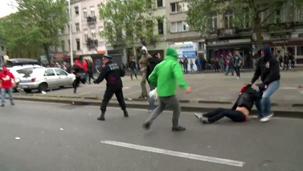 Un commissaire de police mis ko par un manifestant en Belgique