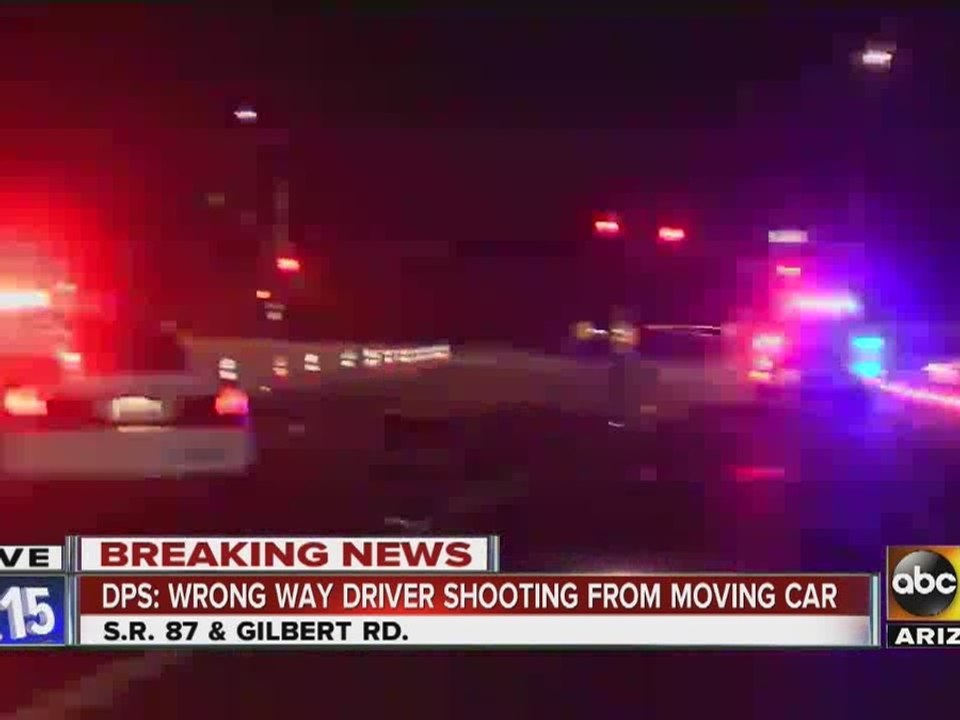 Wrong-way driver shooting from moving car