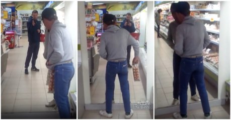 Bêbado desentende-se com o reflexo da sua própria imagem no espelho... WTF!