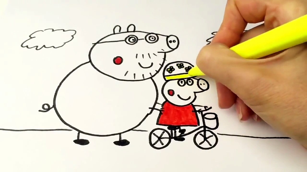 Свинка Пеппа Раскраска   Велосипед  Мультик на русском  Peppa Pig Coloring   Bicycles