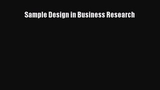Download Sample Design in Business Research PDF Free