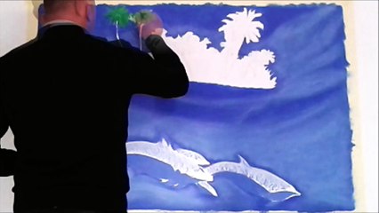 Piccolo murales con colori a tempera - Isola Tropicale.