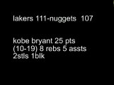 Los Angeles Lakers vs Denver Nuggets 12/5/2007 Kobe Bryant 25 points