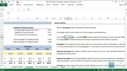 Expense Synergies in Merger Models
