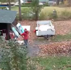 That’s one way to clear the leaves…
