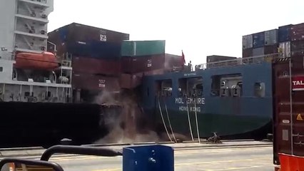 Two Container Ship accident in Westport Port Klang Malaysia 2015