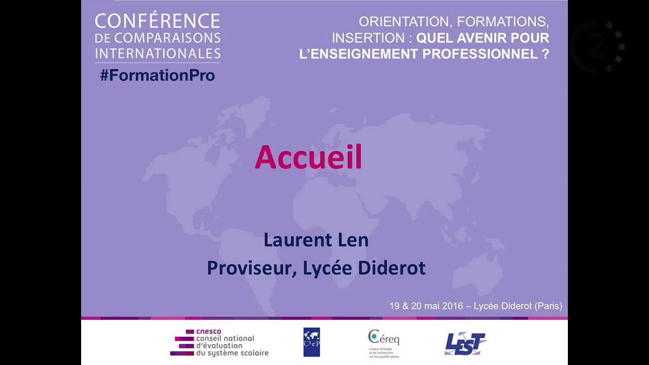 Quel avenir pour l'enseignement professionnel ? - Mots d'accueil de Laurent Len, proviseur du lycée Diderot (Paris)